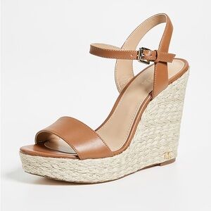 MK Kors Jill Tan Brown Wedge Sandals